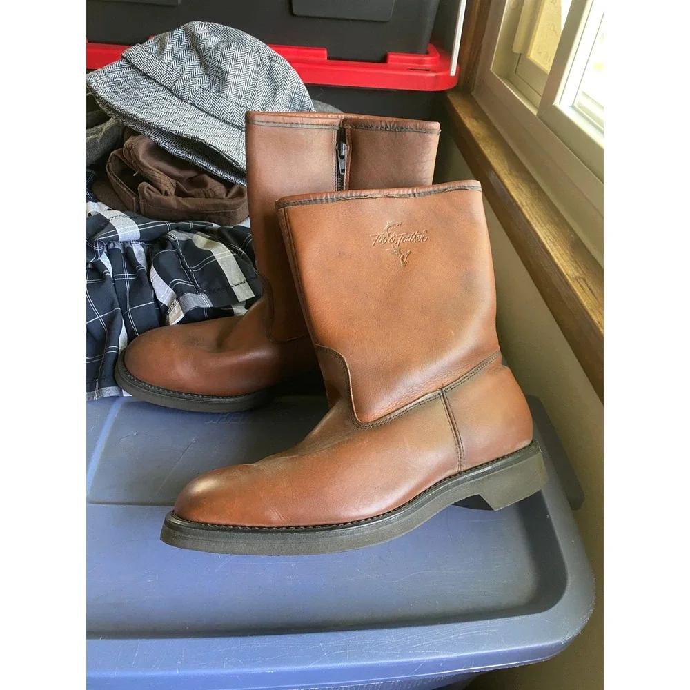 Vintage Brown Leather Work Boots 10 EE USA Rugged Gorpcore Heritage Western Farm